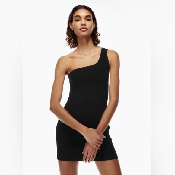 Babaton NWT Sculpt Knit One-Shoulder Dress - Black - Size Small - Picture 2 of 14